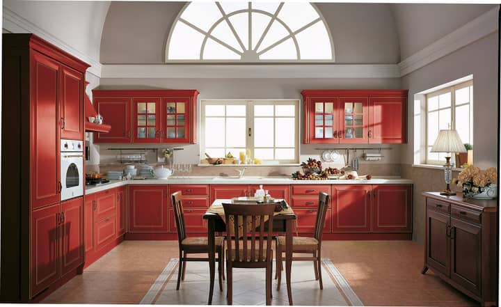 Красная кухня в английском стиле